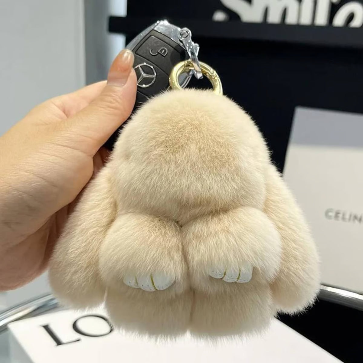 š„Handmade Soft Bunny Fur Ball Keychain