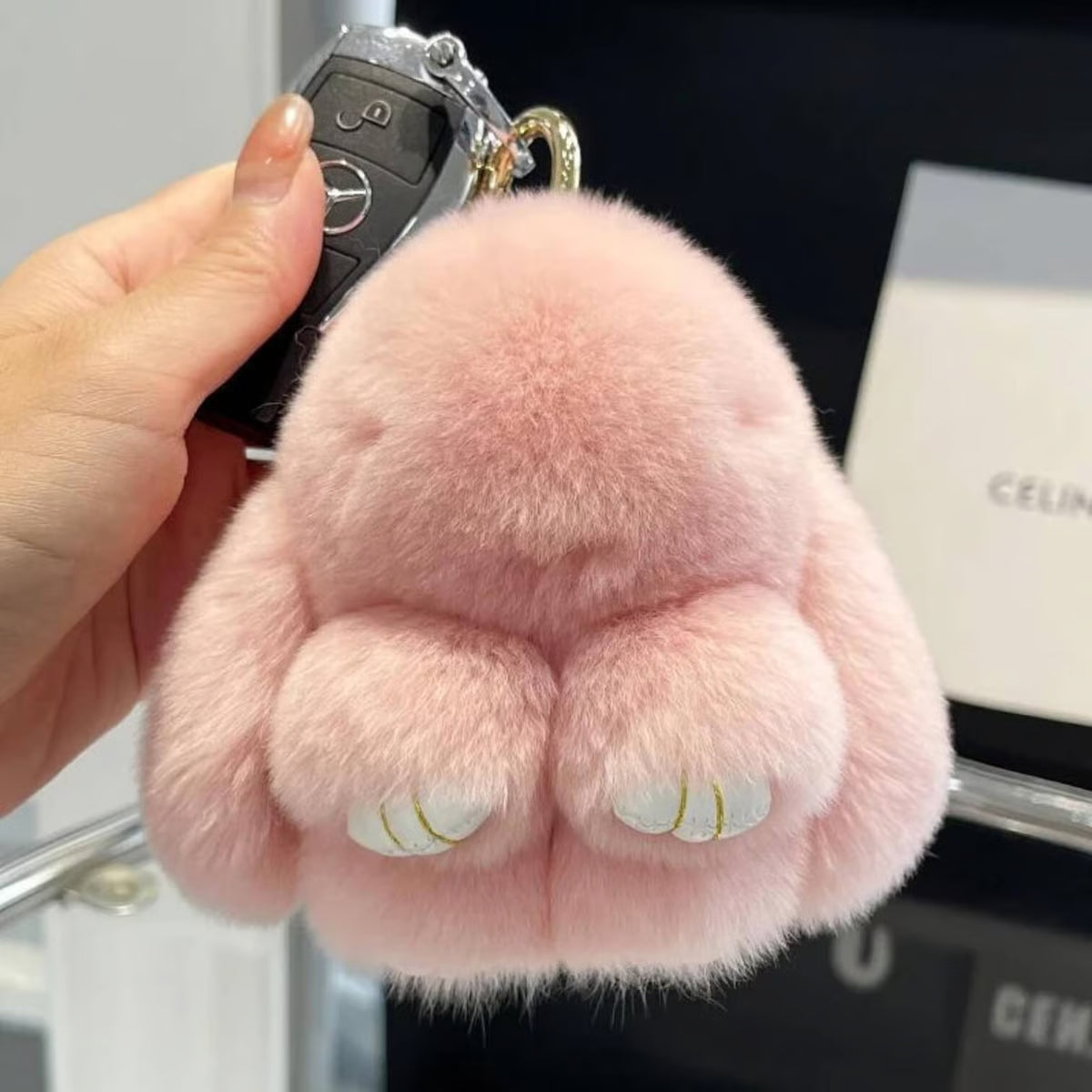 š„Handmade Soft Bunny Fur Ball Keychain