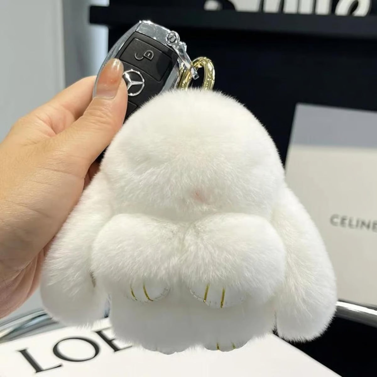 š„Handmade Soft Bunny Fur Ball Keychain