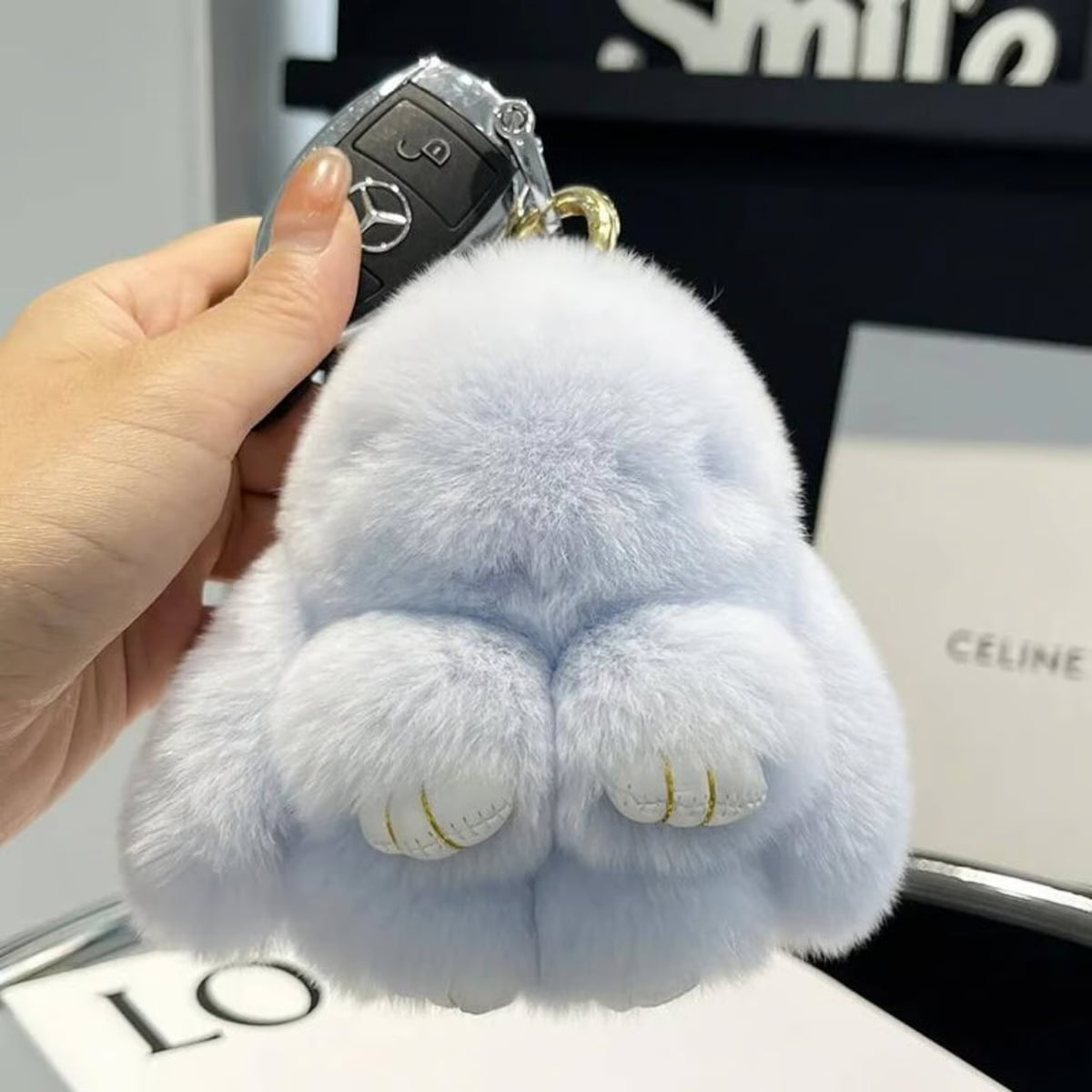 š„Handmade Soft Bunny Fur Ball Keychain