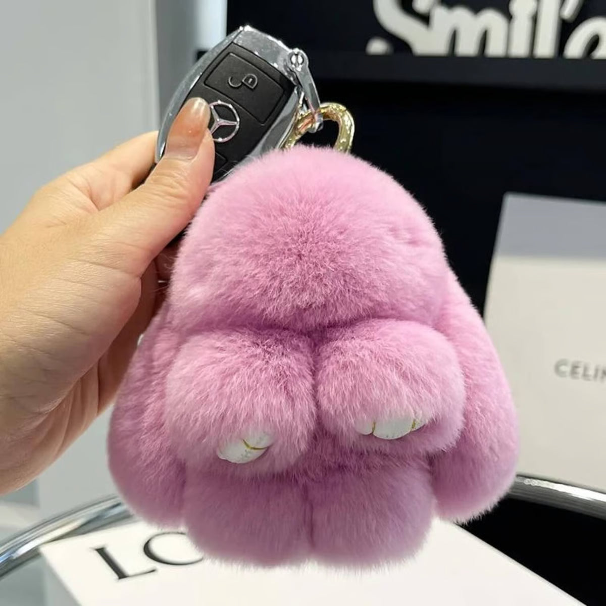 š„Handmade Soft Bunny Fur Ball Keychain