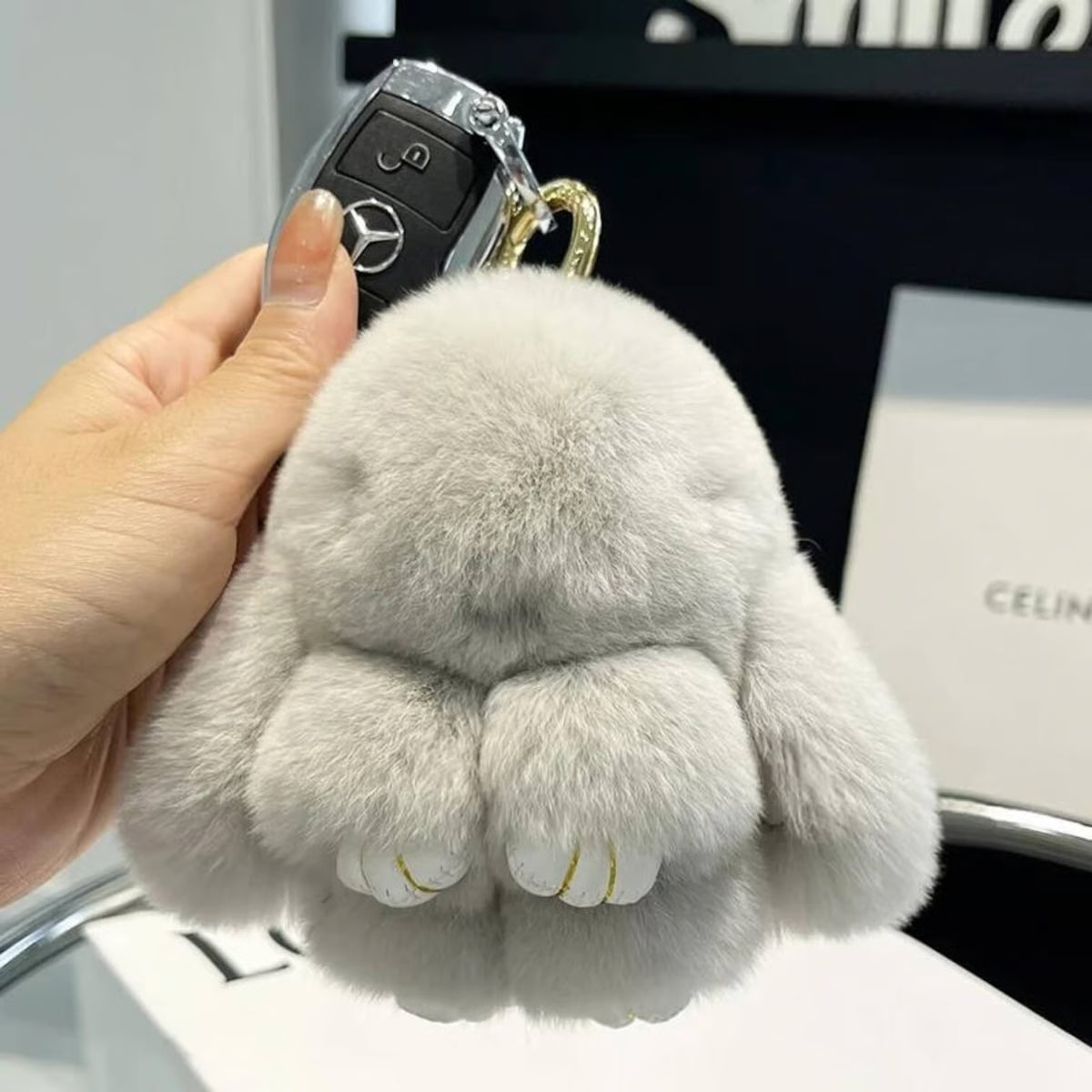 š„Handmade Soft Bunny Fur Ball Keychain