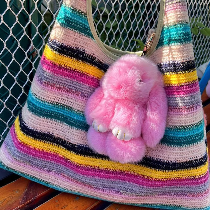 š„Handmade Soft Bunny Fur Ball Keychain