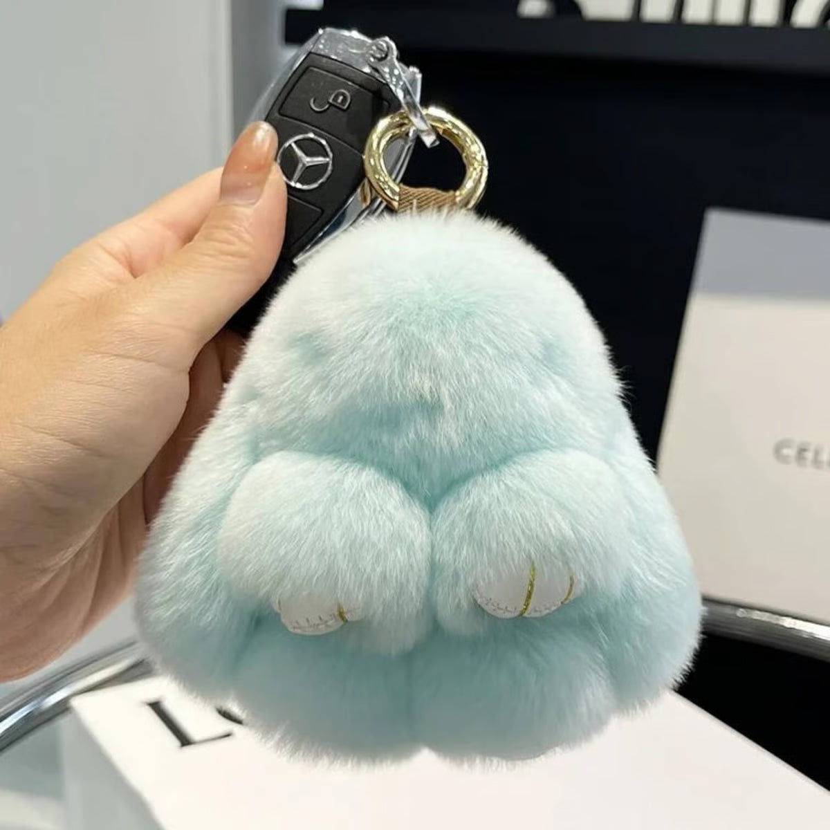 🔥Handmade Soft Bunny Fur Ball Keychain